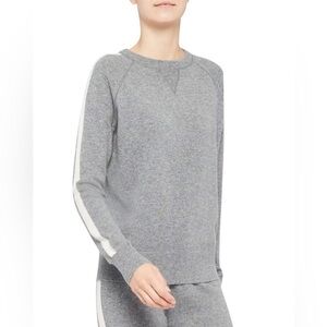 Theory Athletic Stripe Crew Neck Cashmere Sweater Grey Size S Pullback Top